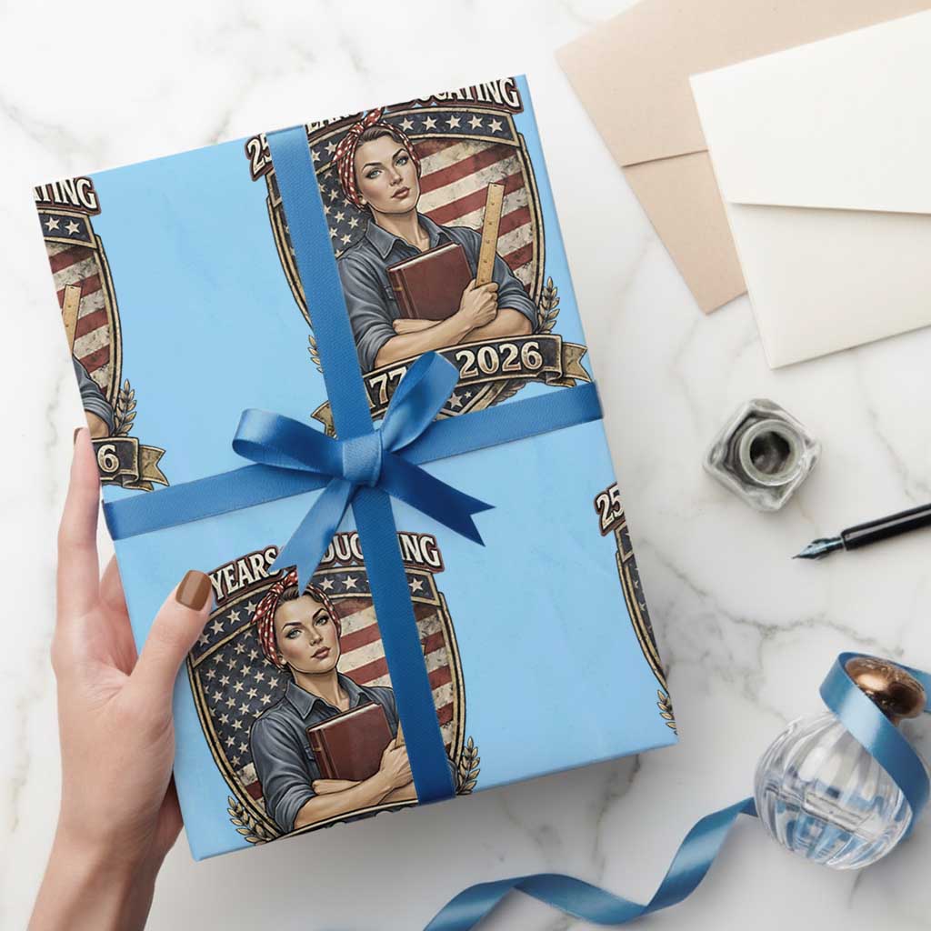 250 Years Of Educating America Wrapping Paper Roll Proud Teacher Patriotic Gift TS12 Light Blue Print Your Wear