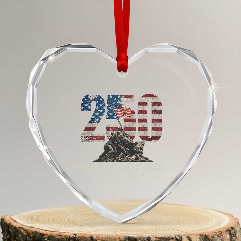 250 Years Of Excellence Heart Crystal Glass Ornament 250th US Military Birthday Iwo Jima TS11 Transparent Glass 3'' Heart Print Your Wear
