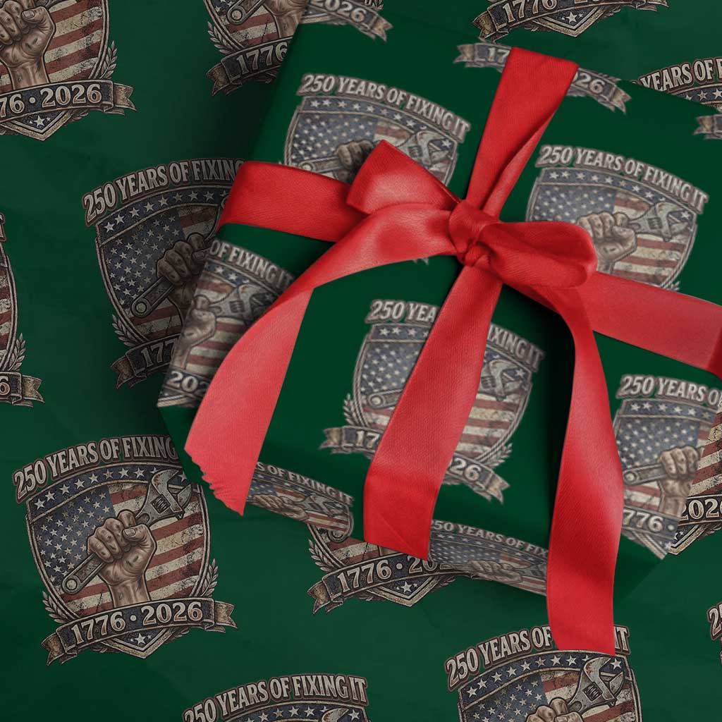 250 Years Of Fixing It Wrapping Paper Roll America 250th Anniversary Mechanic TS12 Green Print Your Wear
