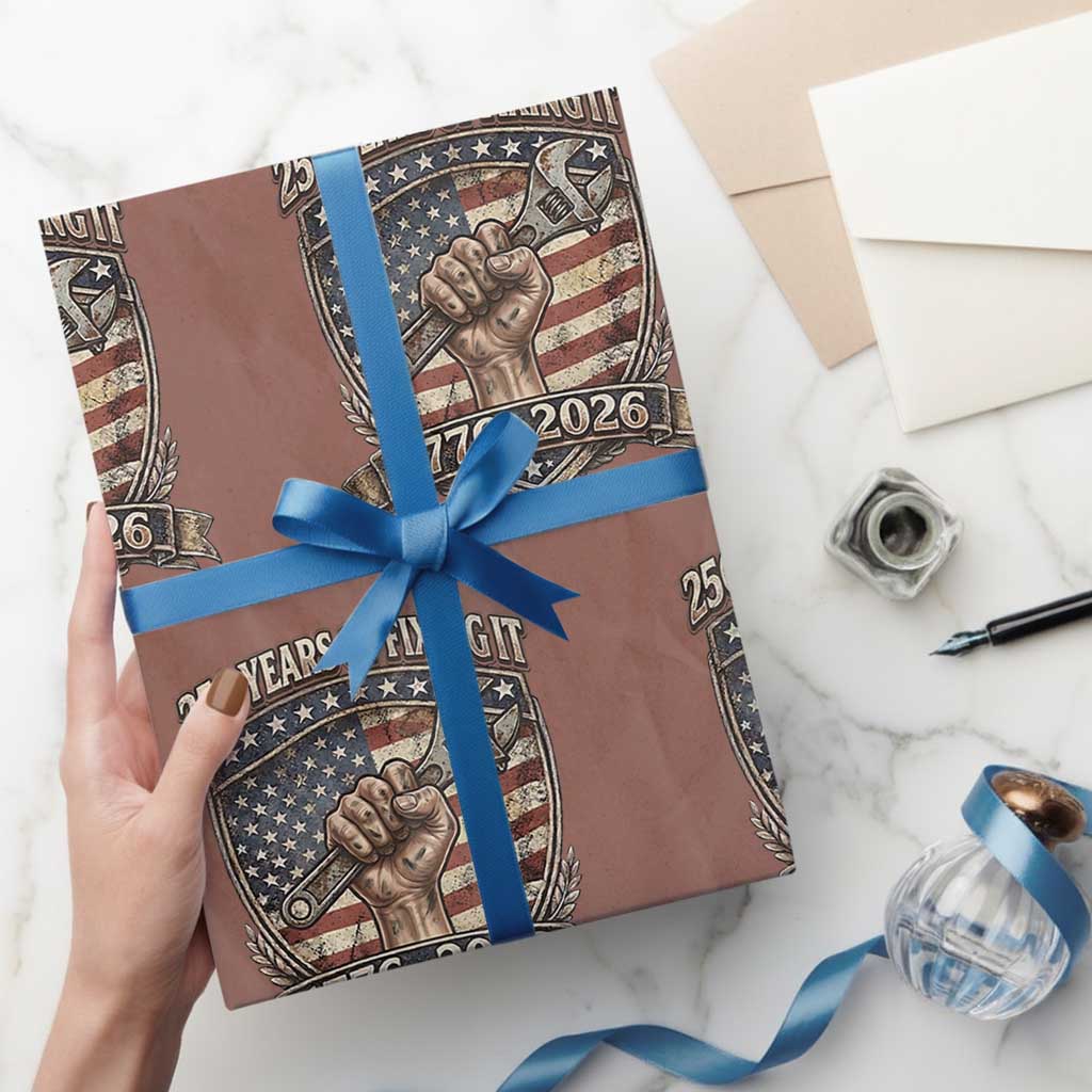250 Years Of Fixing It Wrapping Paper Roll America 250th Anniversary Mechanic TS12 Mocha Print Your Wear
