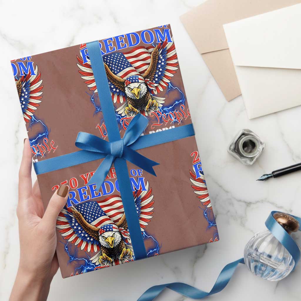 250 Years of Freedom 1776 2026 Patriotic Eagle Wrapping Paper Roll We The People USA Semiquincentennial TS02 Mocha Print Your Wear