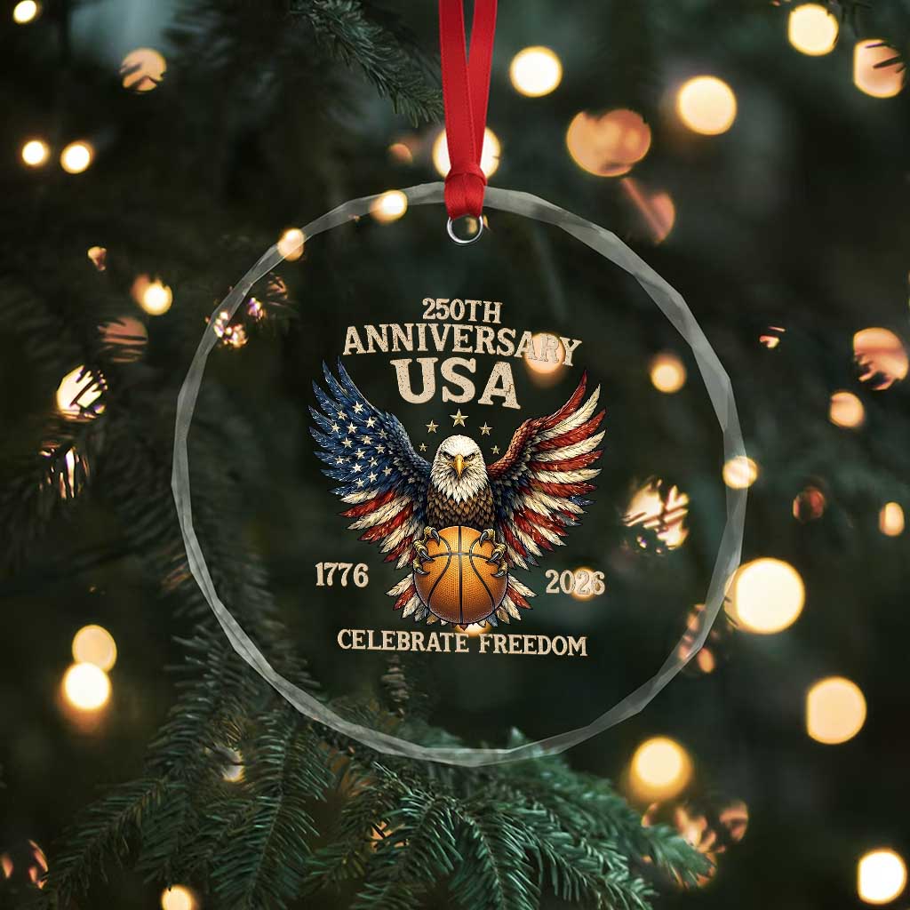 250 Years Of Freedom Basketball Crystal Glass Ornament Patriotic Athlete Gift TS12 Print Your Wear