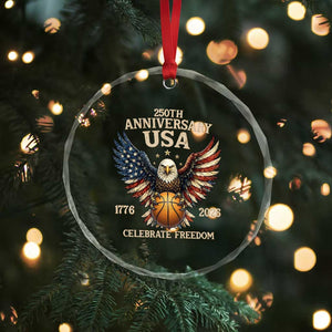 250 Years Of Freedom Basketball Crystal Glass Ornament Patriotic Athlete Gift TS12 Print Your Wear