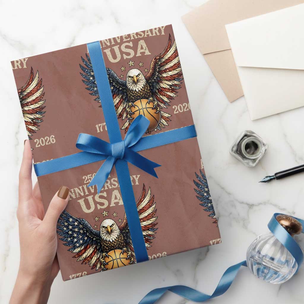 250 Years Of Freedom Basketball Wrapping Paper Roll Patriotic Athlete Gift TS12 Mocha Print Your Wear
