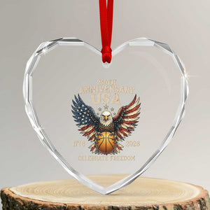 250 Years Of Freedom Basketball Heart Crystal Glass Ornament Patriotic Athlete Gift TS12 Transparent Glass 3'' Heart Print Your Wear