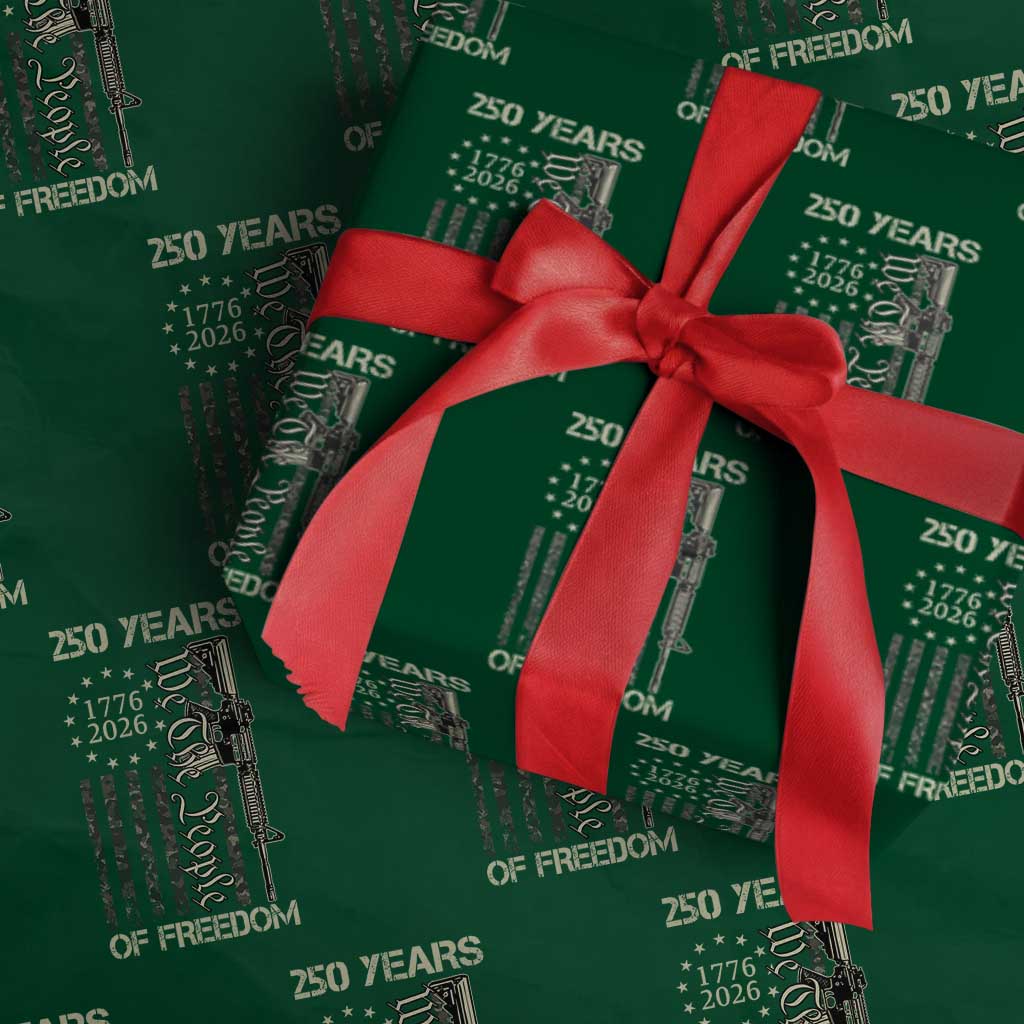250 Years of Freedom Camo Flag Wrapping Paper Roll We The People Second Amendment 1776-2026 Patriotic TS02 Green Print Your Wear
