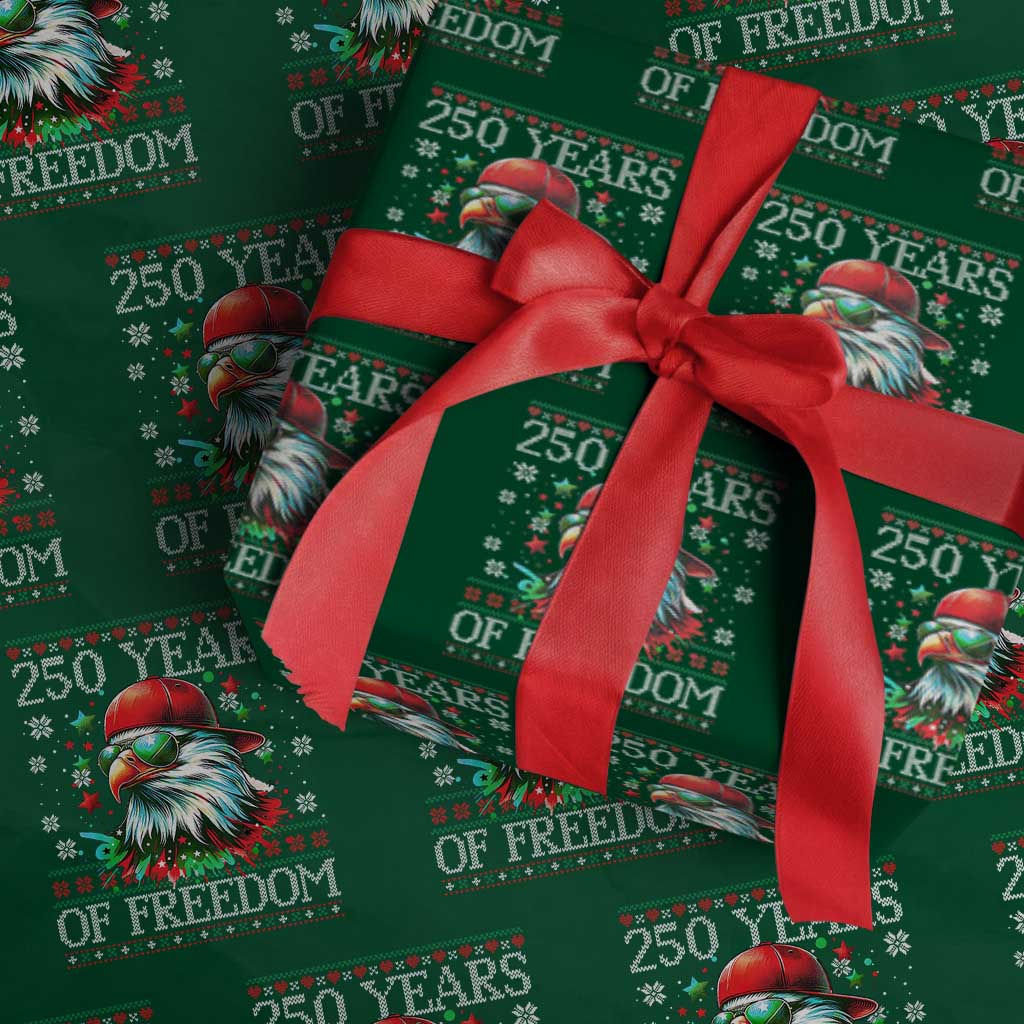 250 Years Of Freedom Christmas Wrapping Paper Roll 250th Anniversary USA Eagle Ugly Xmas TS10 Green Print Your Wear