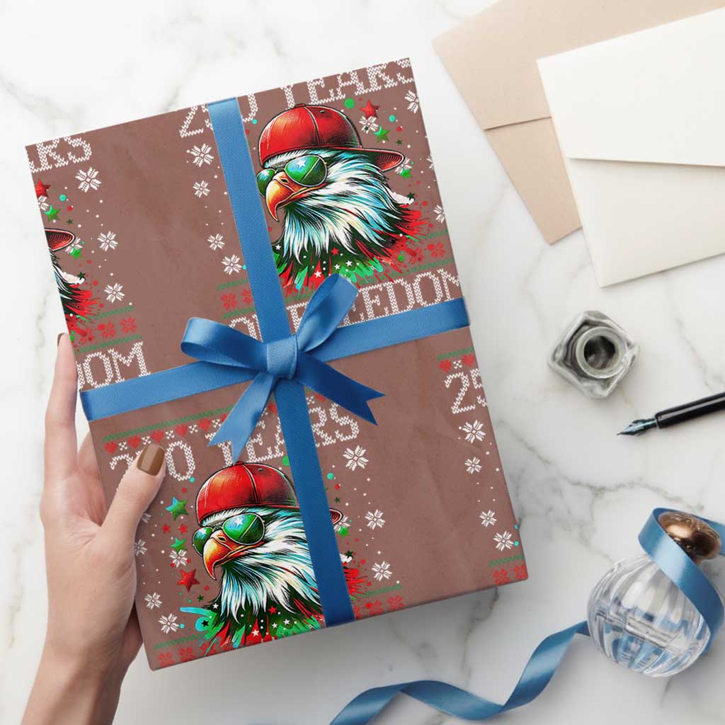 250 Years Of Freedom Christmas Wrapping Paper Roll 250th Anniversary USA Eagle Ugly Xmas TS10 Mocha Print Your Wear