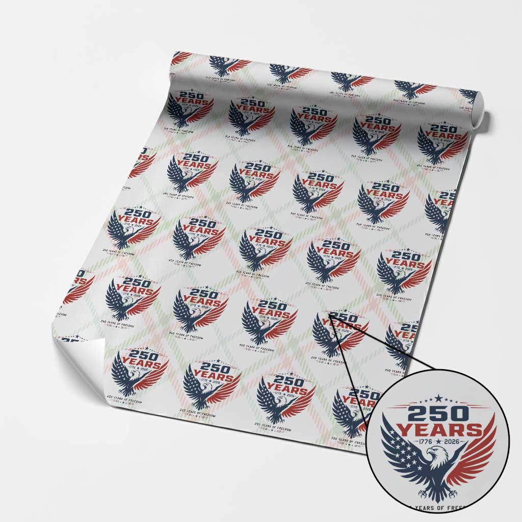 250 Years of Freedom Commemorative Patriotic Eagle Wrapping Paper Roll Majestic American Flag Winged Eagle 1776 to 2026 Semiquincentennial