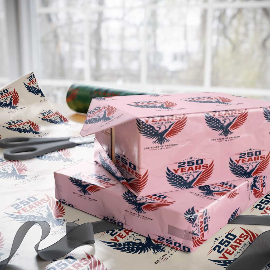 250 Years of Freedom Commemorative Patriotic Eagle Wrapping Paper Roll Majestic American Flag Winged Eagle 1776 to 2026 Semiquincentennial