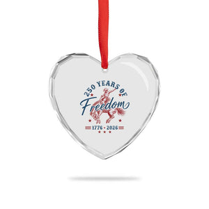 250 Years Of Freedom Cowboy Heart Crystal Glass Ornament Western 250th Anniversary USA 1776 2026