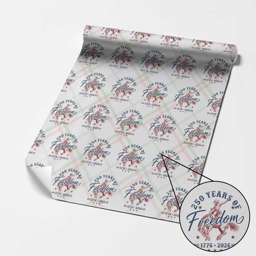250 Years Of Freedom Cowboy Wrapping Paper Roll Western 250th Anniversary USA 1776 2026