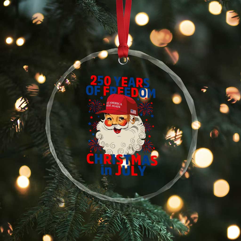 250 Years Of Freedom Crystal Glass Ornament Funny Santa Christmas in July TS14 Print Your Wear