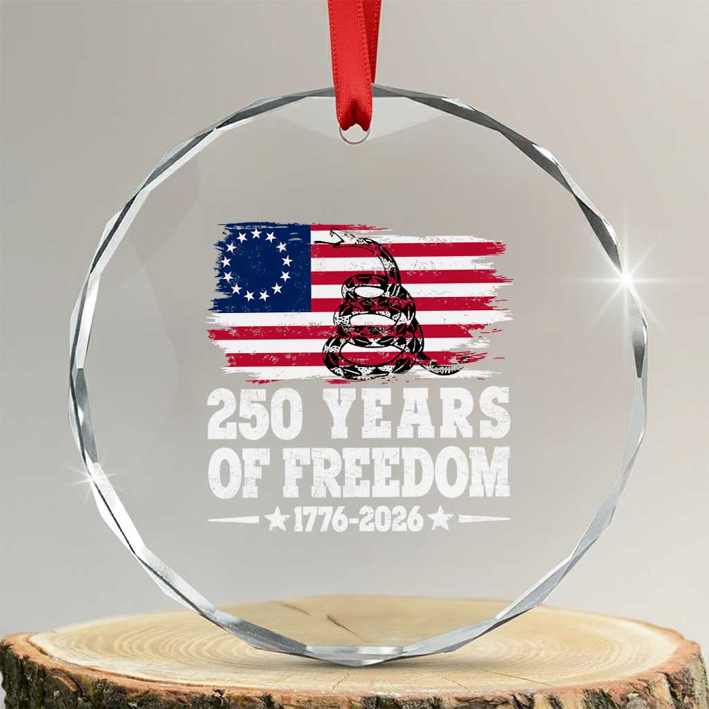 250 Years Of Freedom Crystal Glass Ornament Gadsden Flag American Patriot US