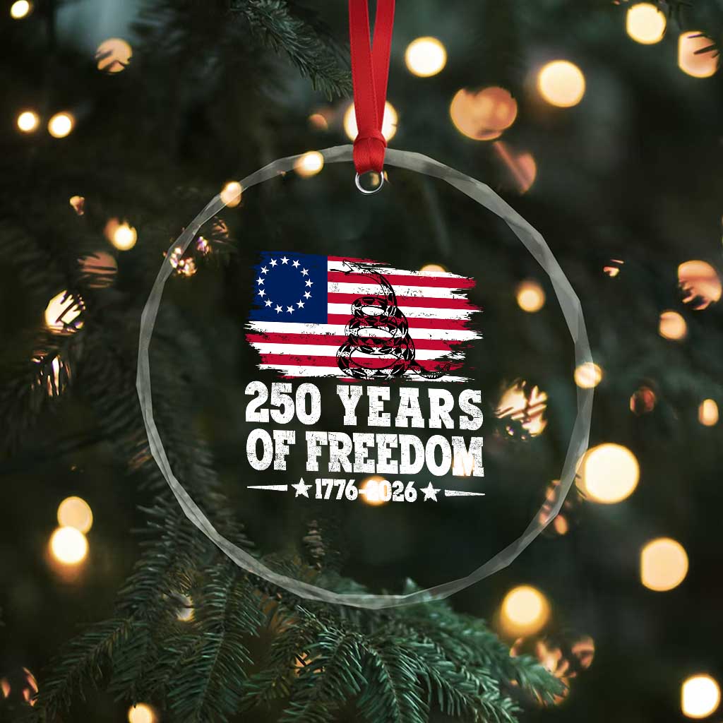 250 Years Of Freedom Crystal Glass Ornament Gadsden Flag American Patriot US