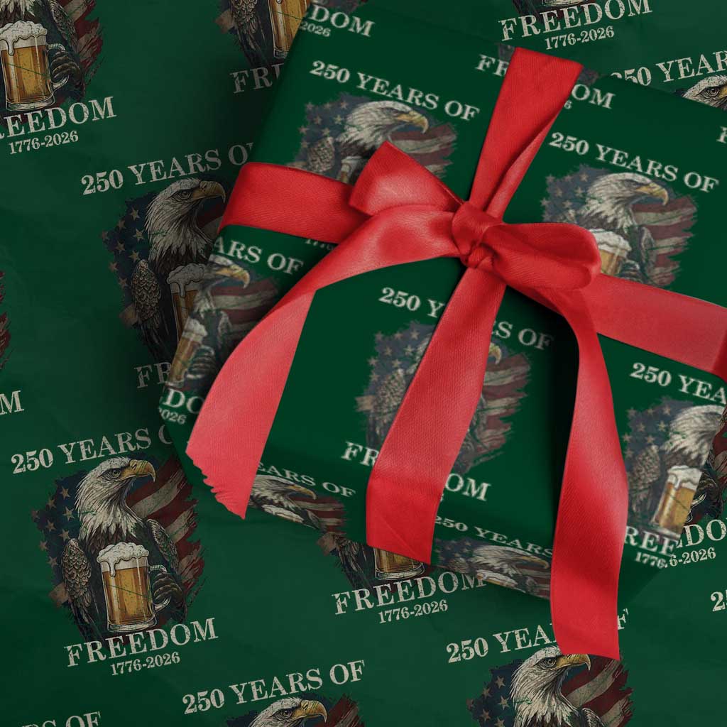 250 Years Of Freedom Wrapping Paper Roll Bald Eagle Drinking Beer American Flag TS14 Green Print Your Wear