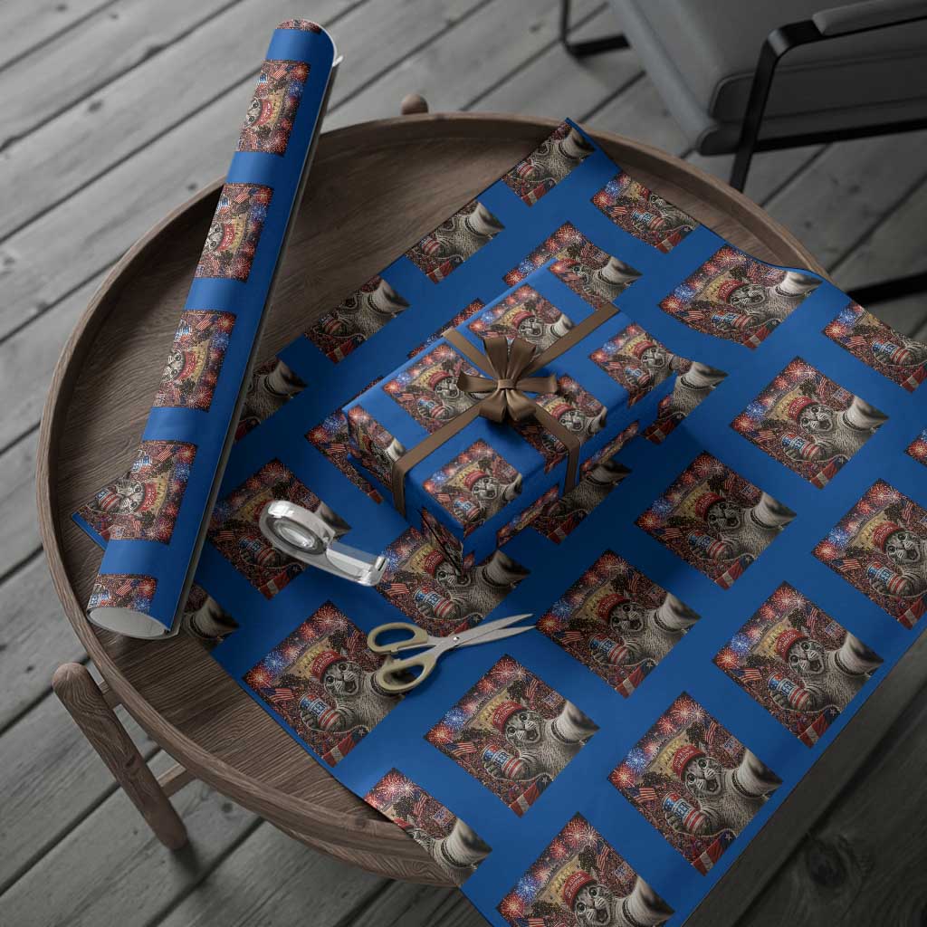 250 Years Of Freedom Wrapping Paper Roll Funny Cat Selfie 4th of July Party TS14 Blue Print Your Wear
