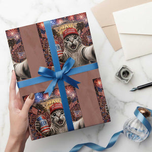 250 Years Of Freedom Wrapping Paper Roll Funny Cat Selfie 4th of July Party TS14 Mocha Print Your Wear