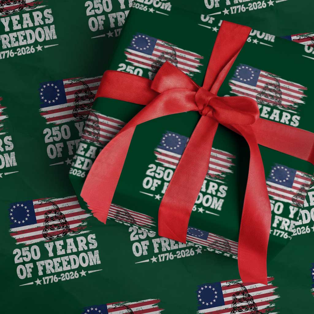 250 Years Of Freedom Wrapping Paper Roll Gadsden Flag American Patriot US TS14 Green Print Your Wear