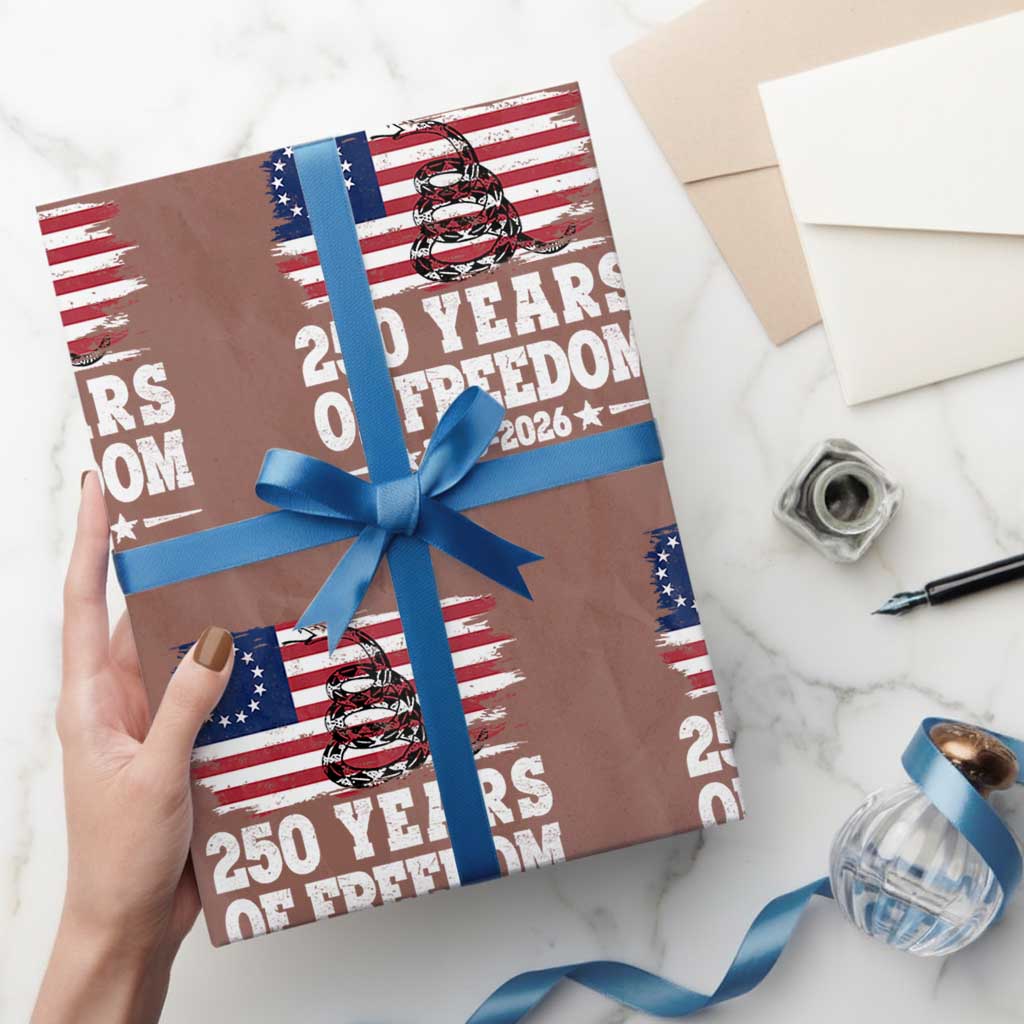 250 Years Of Freedom Wrapping Paper Roll Gadsden Flag American Patriot US