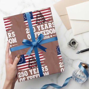 250 Years Of Freedom Wrapping Paper Roll Gadsden Flag American Patriot US
