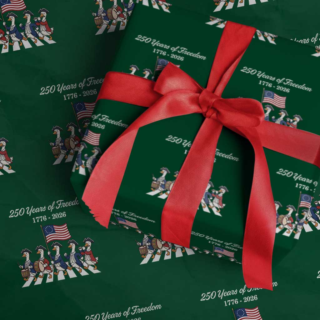 250 Years Of Freedom Wrapping Paper Roll Silly Goose Patriotic 4th of July TS14 Green Print Your Wear