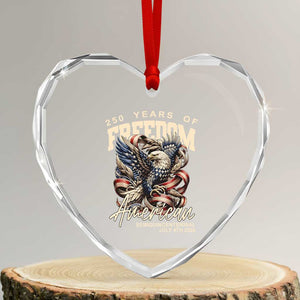 250 Years of Freedom Eagle Heart Crystal Glass Ornament US 250th Anniversary American Semiquincentennial 2026 Patriotic TS02 Transparent Glass 3'' Heart Print Your Wear