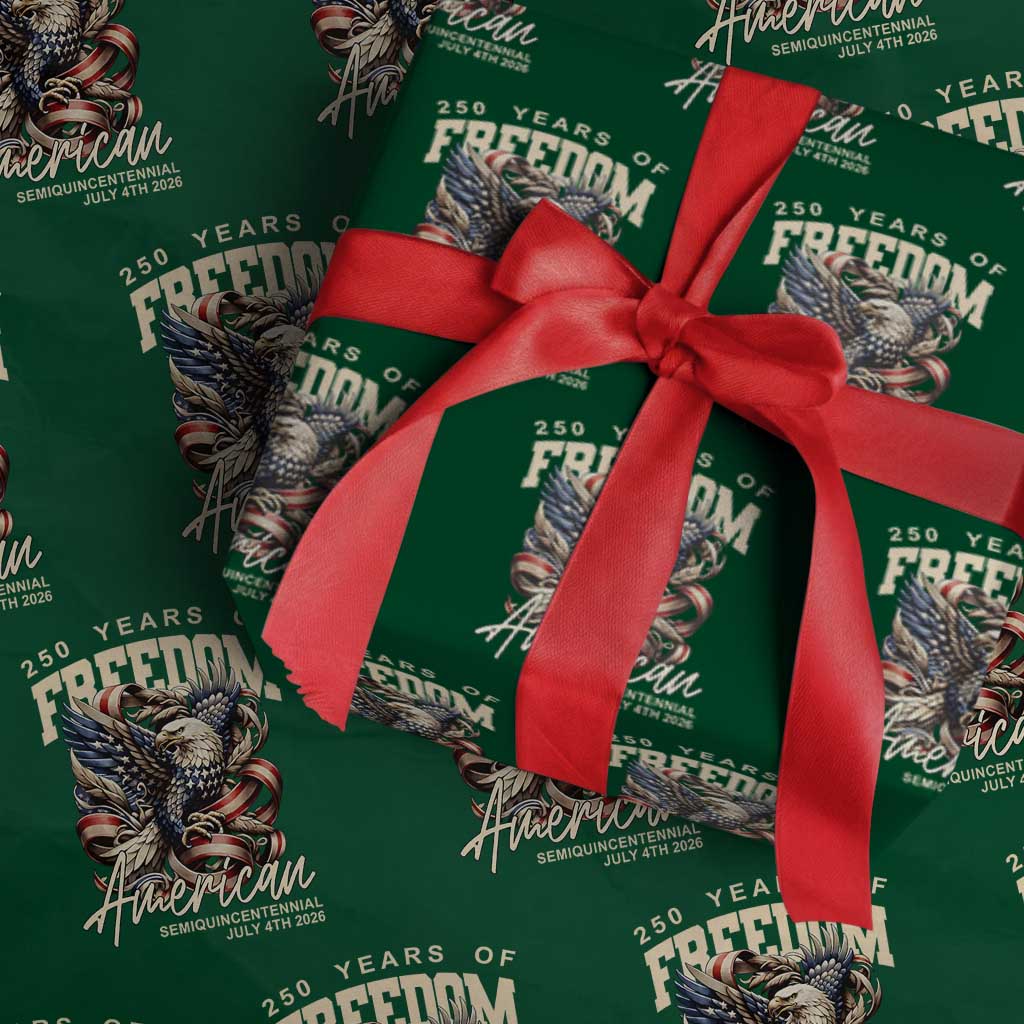 250 Years of Freedom Eagle Wrapping Paper Roll US 250th Anniversary American Semiquincentennial 2026 Patriotic TS02 Green Print Your Wear