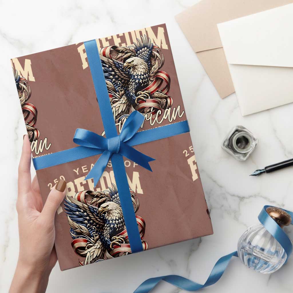 250 Years of Freedom Eagle Wrapping Paper Roll US 250th Anniversary American Semiquincentennial 2026 Patriotic TS02 Mocha Print Your Wear