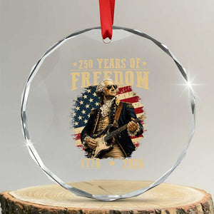 250 Years of Freedom George Washington Rock Star Crystal Glass Ornament Funny Electric Guitar Player Vintage American Flag 1776 to 2026 Semiquincentennial TS02 Transparent Glass 3'' Circle Print Your Wear