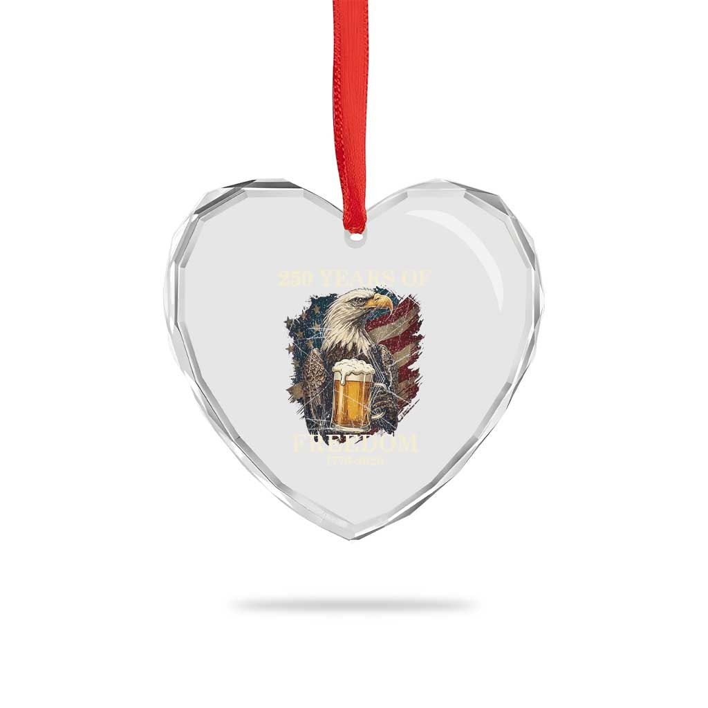 250 Years Of Freedom Heart Crystal Glass Ornament Bald Eagle Drinking Beer American Flag TS14 Print Your Wear