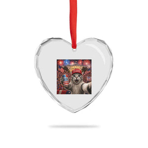 250 Years Of Freedom Heart Crystal Glass Ornament Funny Cat Selfie 4th of July Party TS14 Print Your Wear