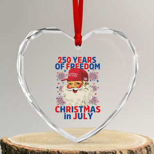 250 Years Of Freedom Heart Crystal Glass Ornament Funny Santa Christmas in July
