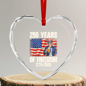 250 Years Of Freedom Heart Crystal Glass Ornament Patriotic Uncle Sam TS12 Transparent Glass 3'' Heart Print Your Wear
