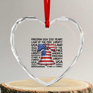 250 Years Of Freedom Heart Crystal Glass Ornament Red White Blue Liberty Bell