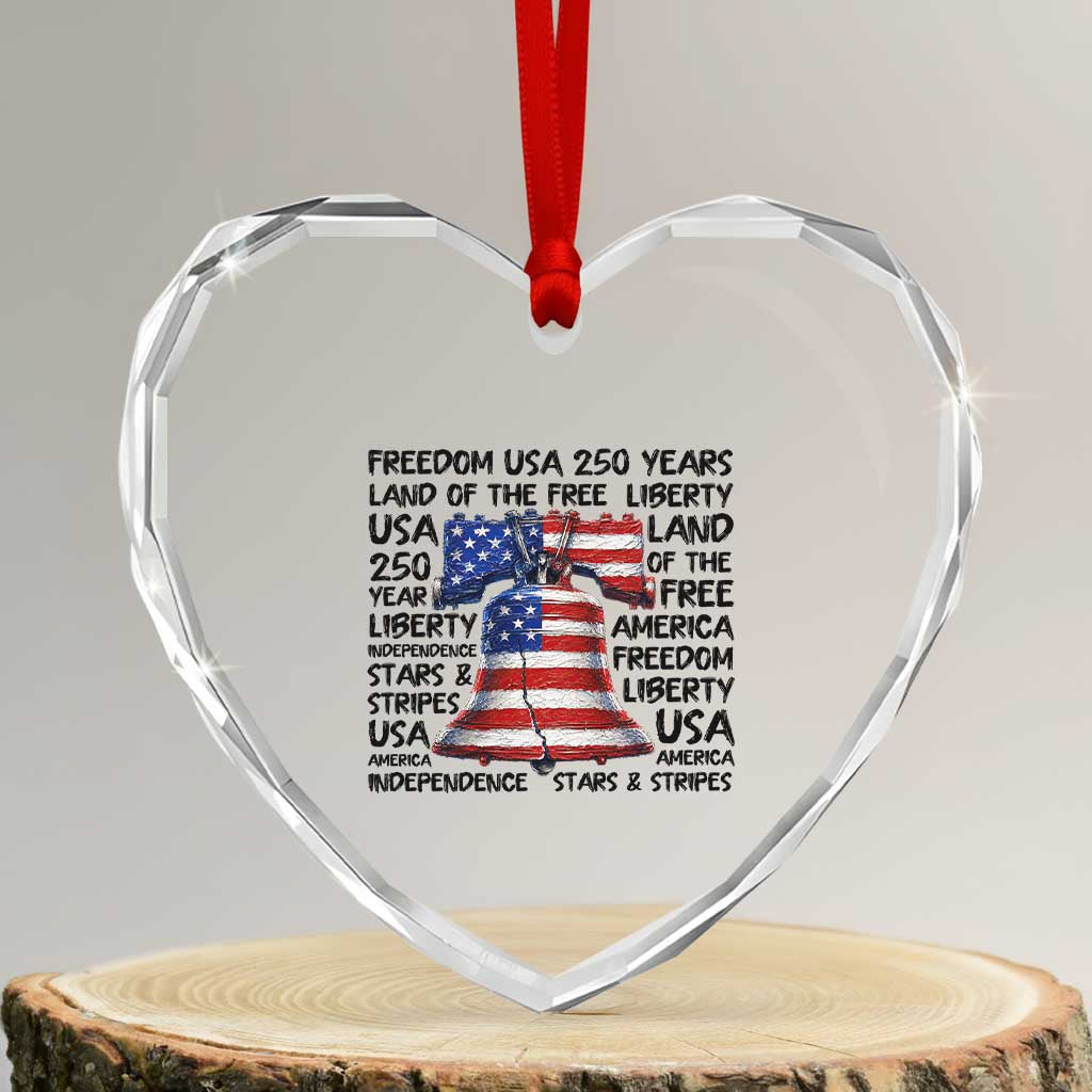 250 Years Of Freedom Heart Crystal Glass Ornament Red White Blue Liberty Bell TS12 Transparent Glass 3'' Heart Print Your Wear