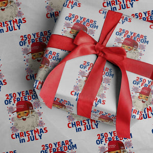250 Years Of Freedom Wrapping Paper Roll Funny Santa Christmas in July