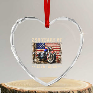 250 Years Of Freedom Motorcycle Patriotic Biker 1776 2026 Heart Crystal Glass Ornament