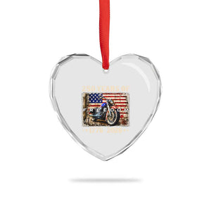 250 Years Of Freedom Motorcycle Patriotic Biker 1776 2026 Heart Crystal Glass Ornament