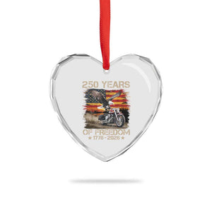 250 Years Of Freedom Patriotic Biker US Flag Motorcycle Lover Heart Crystal Glass Ornament