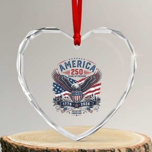 250 Years of Freedom Patriotic Eagle Heart Crystal Glass Ornament One Nation Under God 1776-2026 250th Anniversary