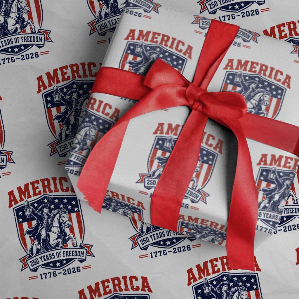 250 Years of Freedom Paul Revere Midnight Ride Wrapping Paper Roll Patriotic Historical Revolution American Flag Shield TS02 White Print Your Wear