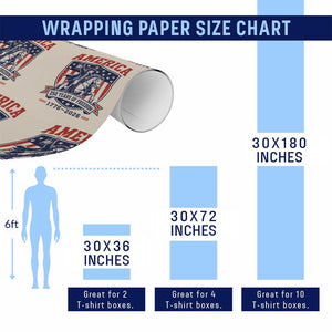 250 Years of Freedom Paul Revere Midnight Ride Wrapping Paper Roll Patriotic Historical Revolution American Flag Shield