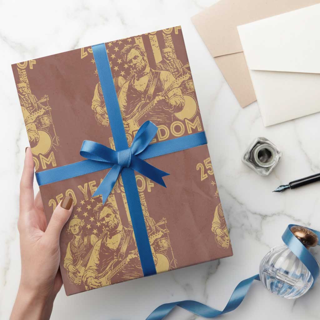 250 Years of Freedom US Presidents Rock Band Wrapping Paper Roll Funny Abraham Lincoln George Washington Teddy Roosevelt Concert 1776 to 2026