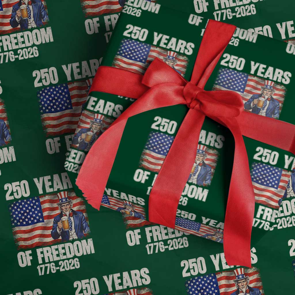 250 Years Of Freedom Wrapping Paper Roll Patriotic Uncle Sam TS12 Green Print Your Wear