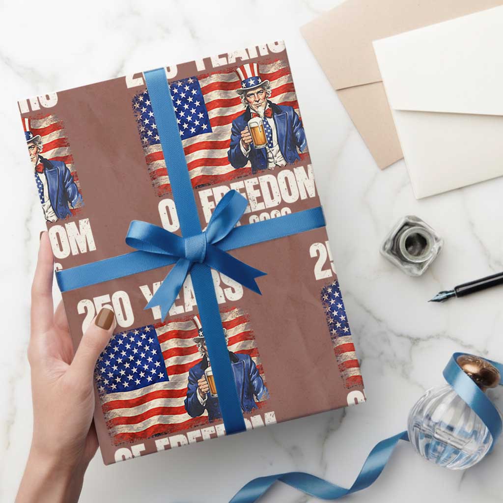 250 Years Of Freedom Wrapping Paper Roll Patriotic Uncle Sam TS12 Mocha Print Your Wear