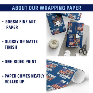 250 Years Of Freedom Wrapping Paper Roll Patriotic Uncle Sam TS12 Print Your Wear
