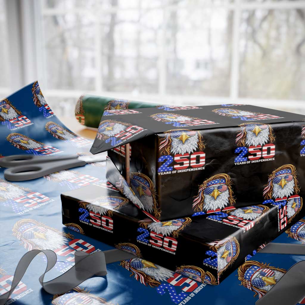 250 Years of Independece Patriotic Eagle Wrapping Paper Roll 1776 2026 USA Flag 4th of July Semiquincentennial TS02 Black Print Your Wear