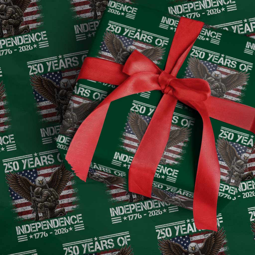 250 Years Of Independence Military Army Wrapping Paper Roll 250th Anniversary USA Bald Eagle