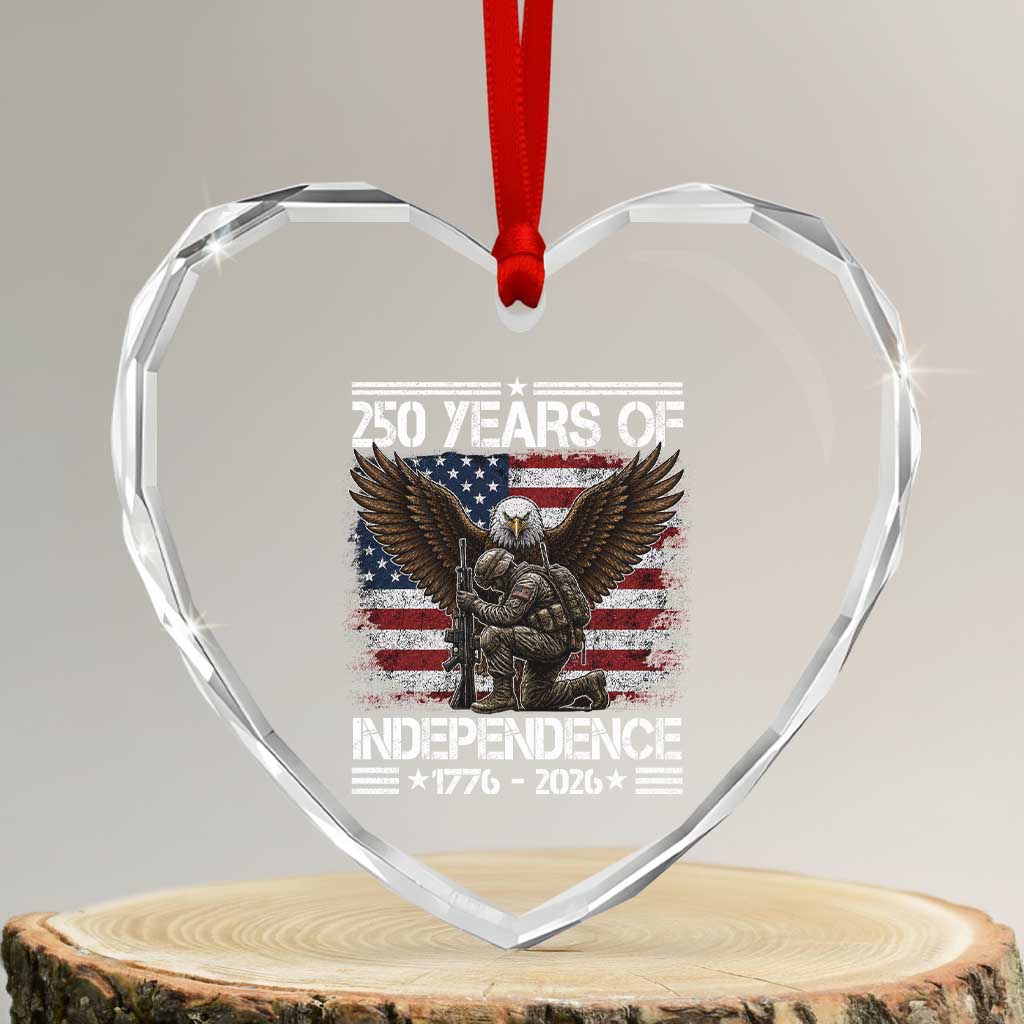 250 Years Of Independence Military Army Heart Crystal Glass Ornament 250th Anniversary USA Bald Eagle TS11 Transparent Glass 3'' Heart Print Your Wear